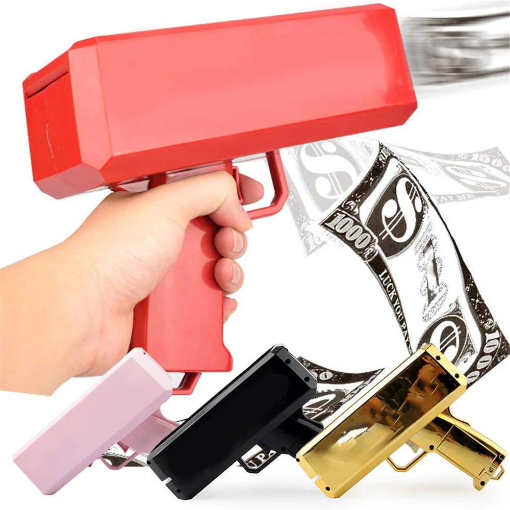 Banknote Money Guns Paper Playing Spray Money Gun Toy Handheld Cash Gun Fake Bill Dispenser Money Shooter Toy for Kids - Red - 5