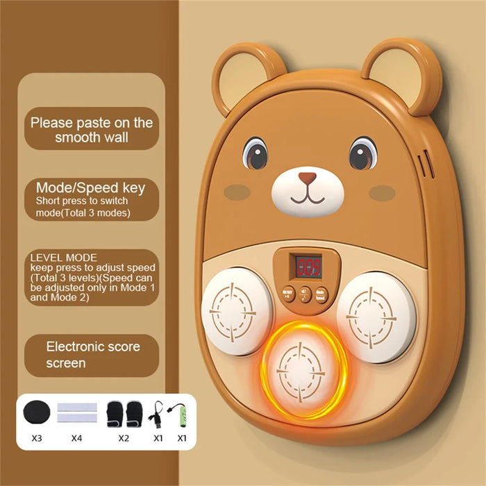 SJL3607  /  SJL3609 Cartoon Animal Music Boxing Machine for Kids Electronic Reaction Rhythm Interactive Toy - Brown - 2