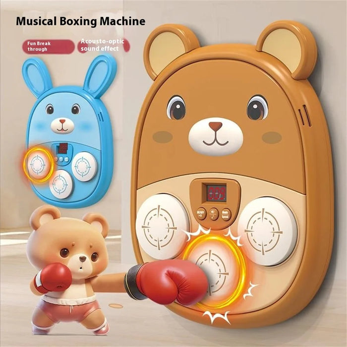 SJL3607  /  SJL3609 Cartoon Animal Music Boxing Machine for Kids Electronic Reaction Rhythm Interactive Toy - Brown - 3