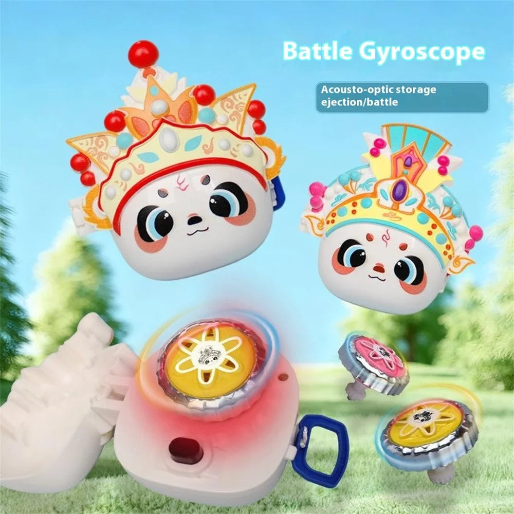 JDY827-2 Spinning Top Toy with Light Interactive Battle Gyro Toy Panda Design for Children - Red - 4