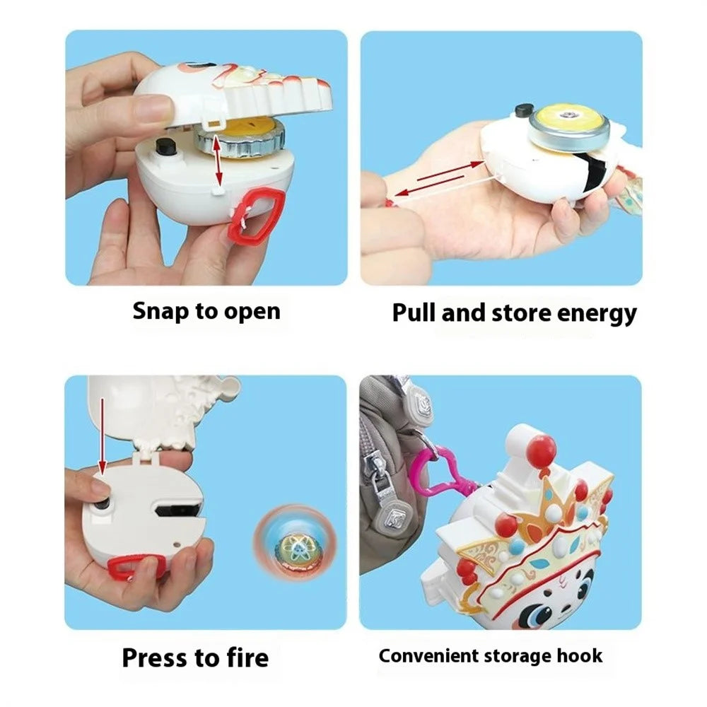 JDY827-2 Spinning Top Toy with Light Interactive Battle Gyro Toy Panda Design for Children - Red - 6