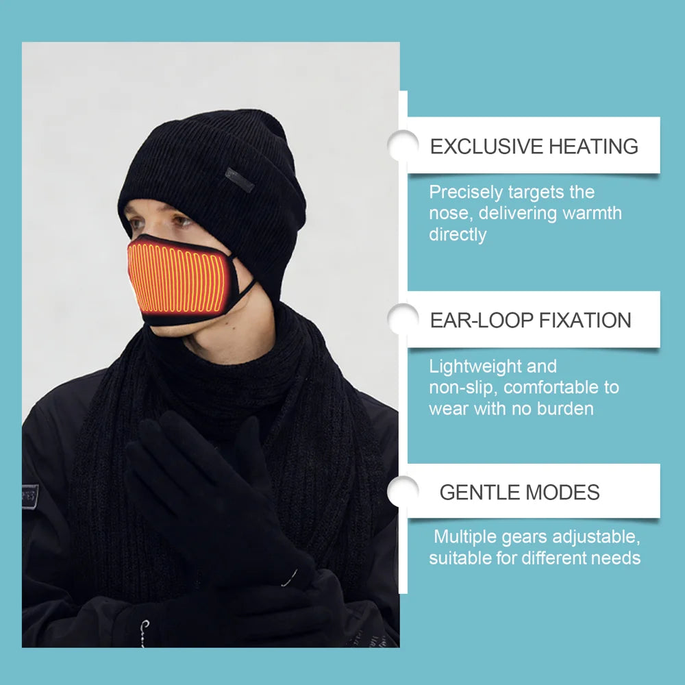 XORITA Nose Warmer Mask with Ear Loop Neoprene Winter Heated Nose Cover for Office Daily Commute - Black - 5