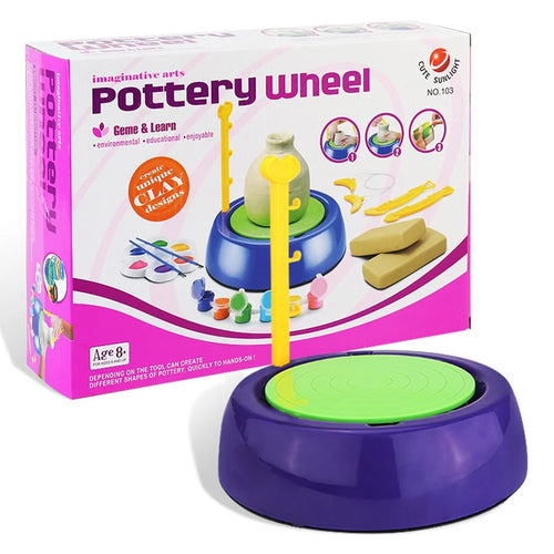 CPottery Wheel for Kids DIY Clay Making Kit Arts Craft Toy Children Gift - Dark Purple - 1