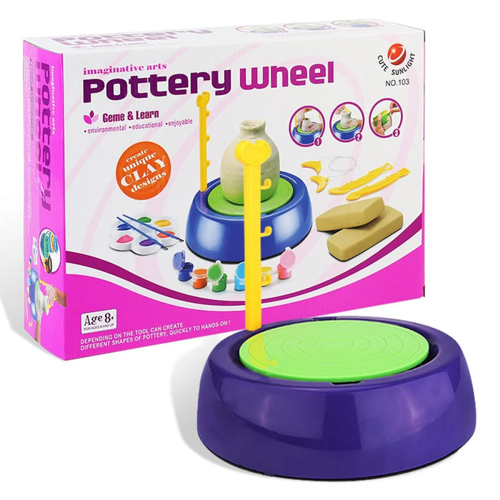 CPottery Wheel for Kids DIY Clay Making Kit Arts Craft Toy Children Gift - Dark Purple - 1