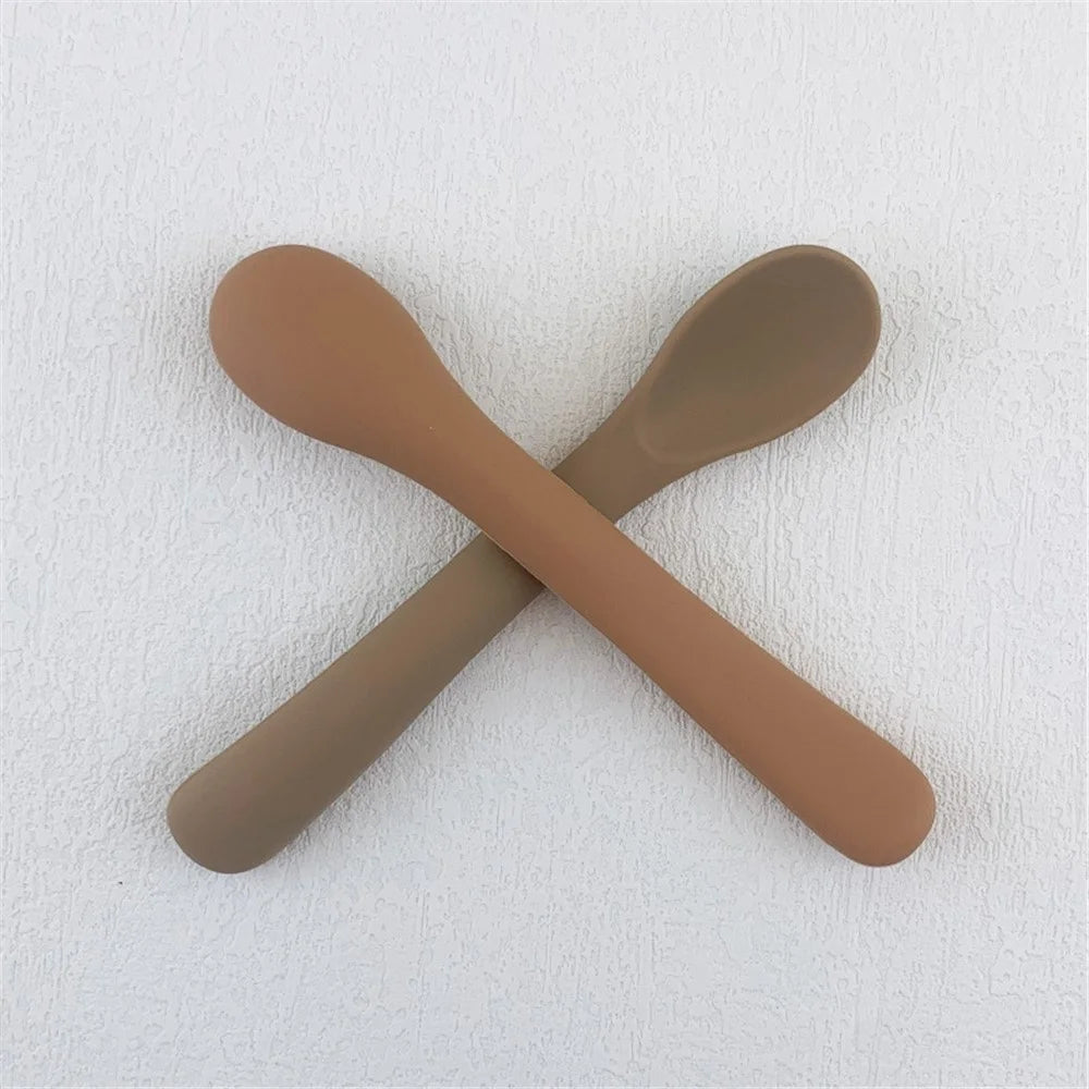Silicone Baby Feeding Spoon First Stage Baby Infant Small Spoons Soft Toddlers Training Spoon for Children Self Feeding (BPA-Free, FDA Certification) - Orange - 3
