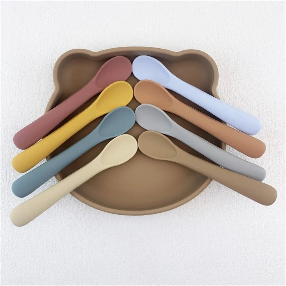 Silicone Baby Feeding Spoon First Stage Baby Infant Small Spoons Soft Toddlers Training Spoon for Children Self Feeding (BPA-Free, FDA Certification) - Orange - 4