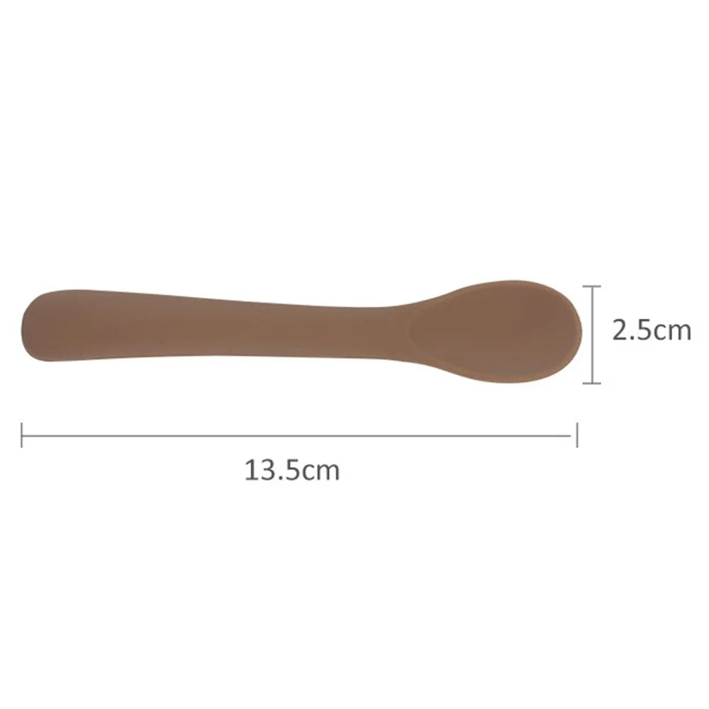 Silicone Baby Feeding Spoon First Stage Baby Infant Small Spoons Soft Toddlers Training Spoon for Children Self Feeding (BPA-Free, FDA Certification) - Orange - 5