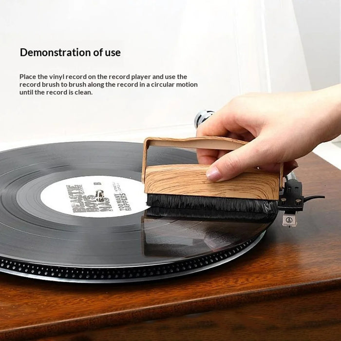 Wood Grain Record Cleaning Brush Carbon Fiber Anti-Static Vinyl Cleaner - Brown - 3