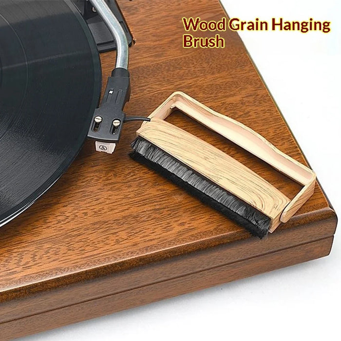 Wood Grain Record Cleaning Brush Carbon Fiber Anti-Static Vinyl Cleaner - Brown - 4