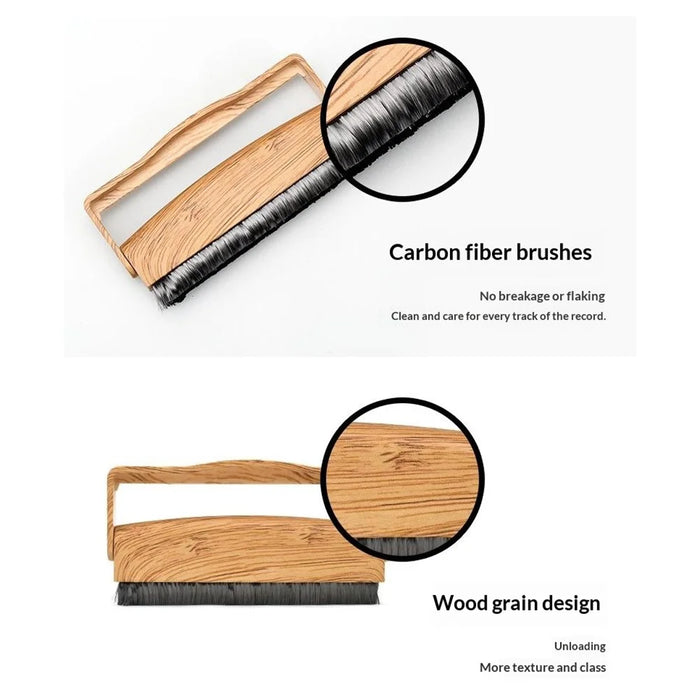 Wood Grain Record Cleaning Brush Carbon Fiber Anti-Static Vinyl Cleaner - Brown - 5