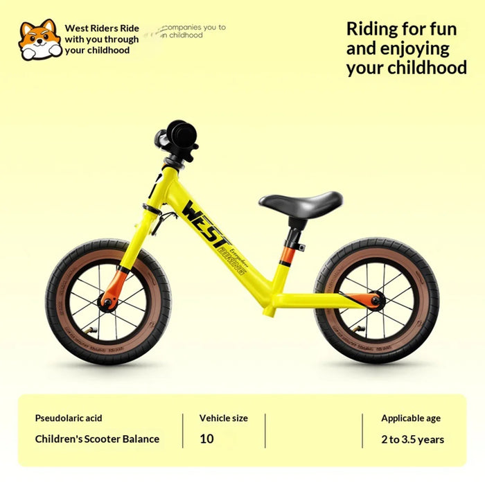 WEST BIKING YP1401067 Balance Bike for Kids Adjustable Seat Height No Pedals Children Training Bicycle - Yellow/10 Inch/For Ages 2-3.5 - 7