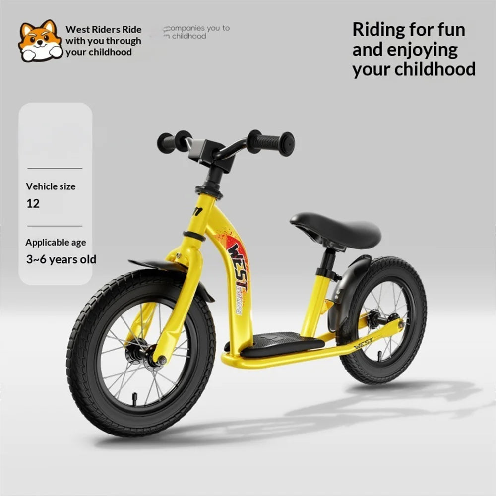 WEST BIKING YP1401068 10/12 Inch Balance Bike for Kids Adjustable Seat Height Children Learning Bicycle - Yellow/12 Inch/For Ages 3-6 - 6