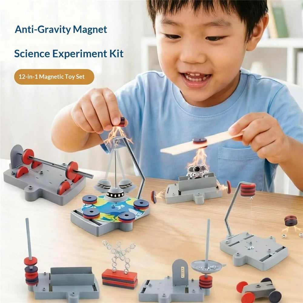 WH2158 12 in 1 Magnetic Science Experiment Kit Anti Gravity Maglev Toy for Kids Ages 8+ - Grey - 3