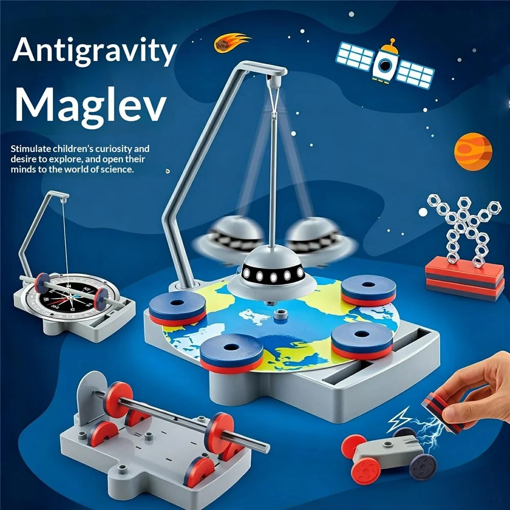 WH2158 12 in 1 Magnetic Science Experiment Kit Anti Gravity Maglev Toy for Kids Ages 8+ - Grey - 6