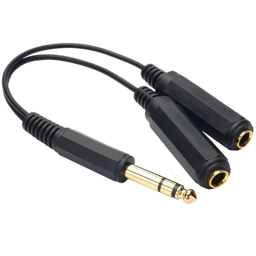 JUNSUNMAY 0.2m 1-to-2 6.35mm Male to Female 6.35mm Stereo Audio Jack Y Splitter Adapter Cable - 1