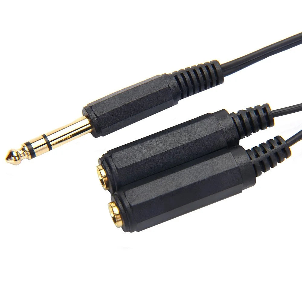 JUNSUNMAY 0.2m 1-to-2 6.35mm Male to Female 6.35mm Stereo Audio Jack Y Splitter Adapter Cable - 3