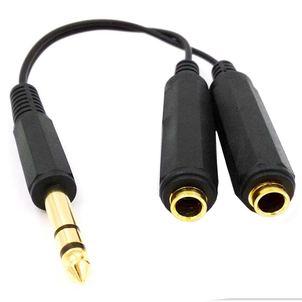JUNSUNMAY 0.2m 1-to-2 6.35mm Male to Female 6.35mm Stereo Audio Jack Y Splitter Adapter Cable - 4