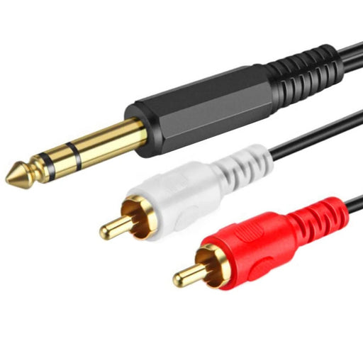 JUNSUNMAY 6.35mm Male Stereo to 2 RCA Male Plug Cable 1 / 4 Inch to Dual RCA Y-Splitter Audio Cord, 1.5m - 1