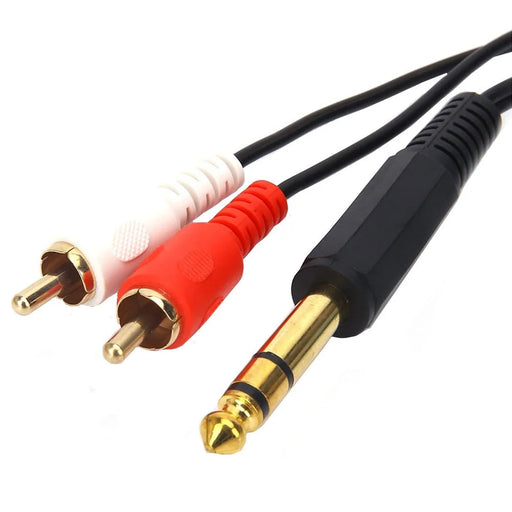 JUNSUNMAY 6.35mm Male Stereo to 2 RCA Male Plug Cable 1 / 4 Inch to Dual RCA Y-Splitter Audio Cord, 1.5m - 2
