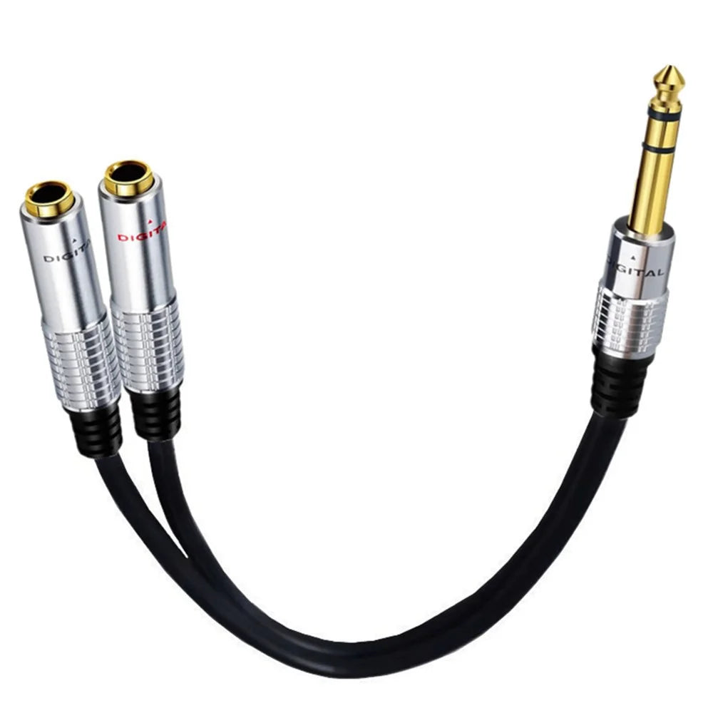 JUNSUNMAY 0.2m 1 / 4 Inch 6.35mm 1-to-2 Male to Female Stereo Audio Jack Y Splitter Adapter Cable - 4