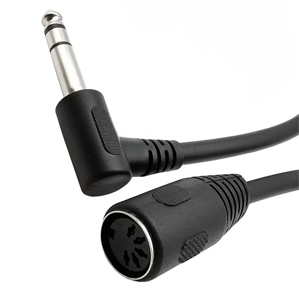 JUNSUNMAY 0.2m 6.35mm Male to 5 Pin Female MIDI Cable 90-Degree PVC Audio Adapter Cord - 2