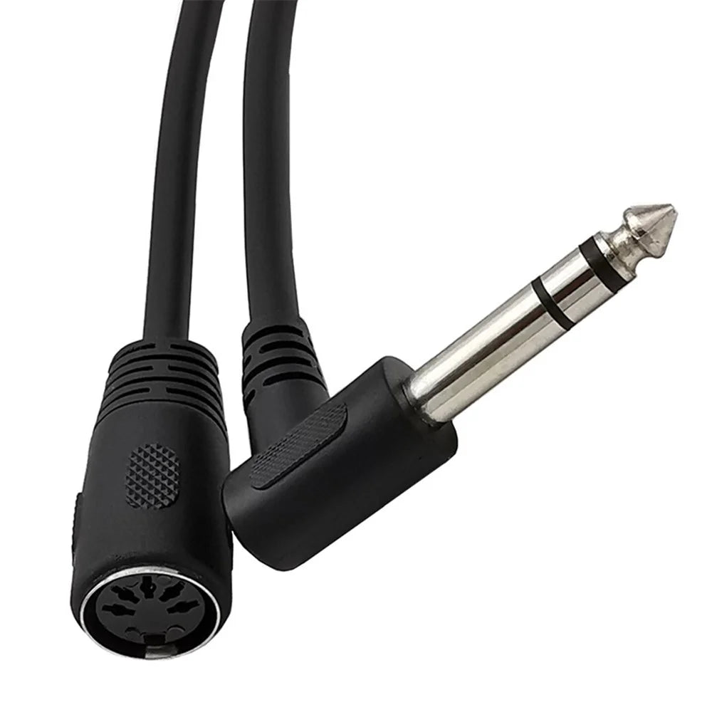 JUNSUNMAY 0.2m 6.35mm Male to 5 Pin Female MIDI Cable 90-Degree PVC Audio Adapter Cord - 3