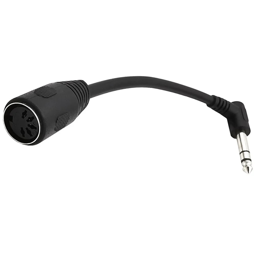 JUNSUNMAY 0.2m 6.35mm Male to 5 Pin Female MIDI Cable 90-Degree PVC Audio Adapter Cord - 4