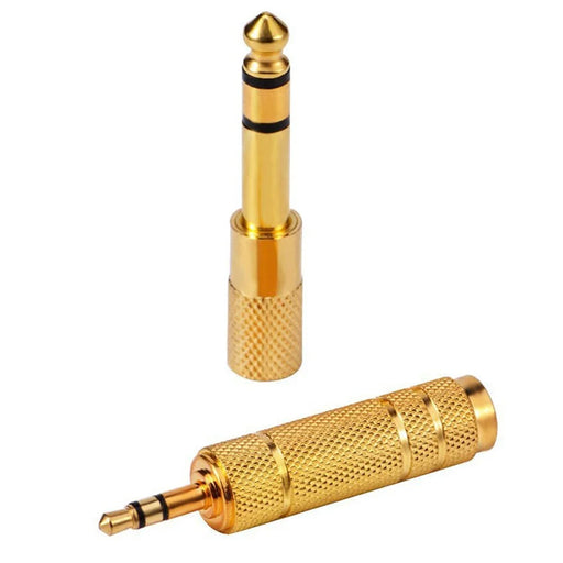 JUNSUNMAY 2Pcs Audio Adapter 6.35mm Male to 3.5mm Female + 3.5mm Male to 6.35mm Female Jack Converter - 1