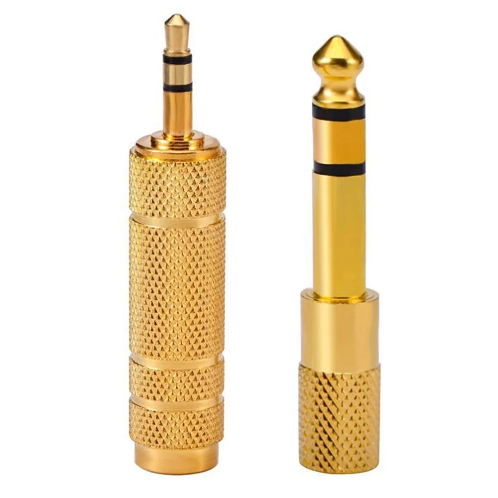 JUNSUNMAY 2Pcs Audio Adapter 6.35mm Male to 3.5mm Female + 3.5mm Male to 6.35mm Female Jack Converter - 3