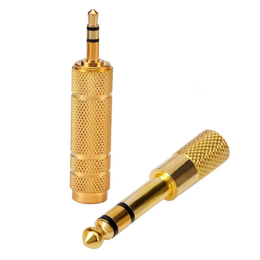 JUNSUNMAY 2Pcs Audio Adapter 6.35mm Male to 3.5mm Female + 3.5mm Male to 6.35mm Female Jack Converter - 4