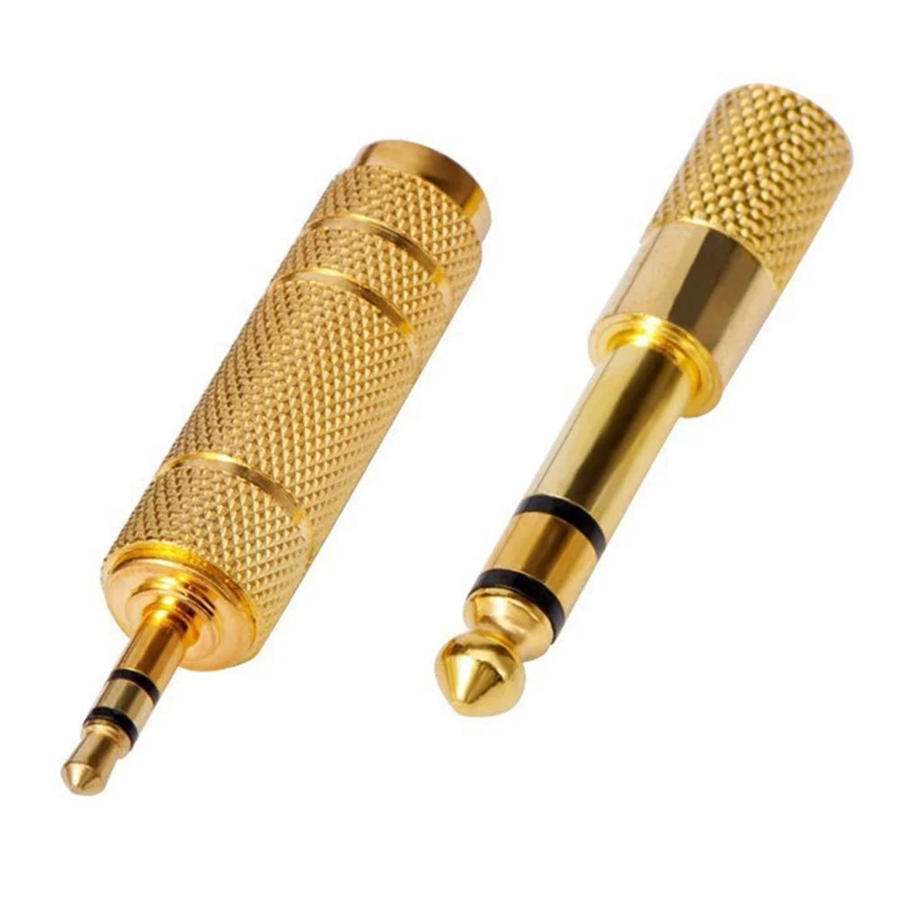 JUNSUNMAY 2Pcs Audio Adapter 6.35mm Male to 3.5mm Female + 3.5mm Male to 6.35mm Female Jack Converter - 6