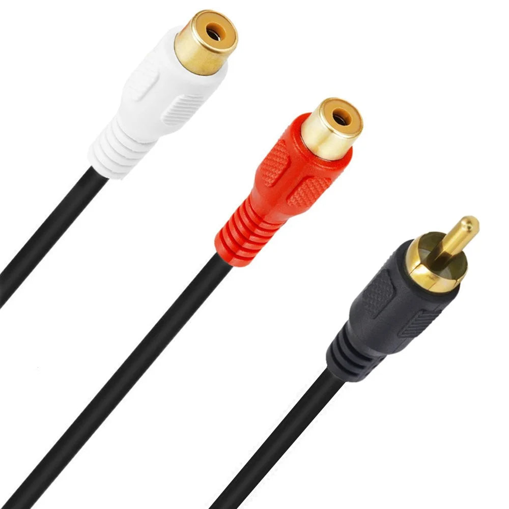 JUNSUNMAY 0.25m RCA Male to Dual RCA Female Y Splitter Cable Stereo Audio Extension Cord - 1