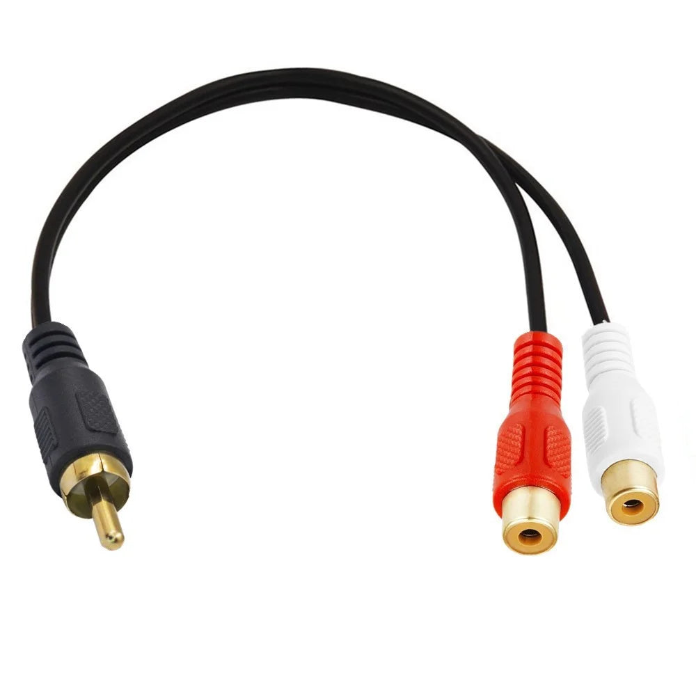 JUNSUNMAY 0.25m RCA Male to Dual RCA Female Y Splitter Cable Stereo Audio Extension Cord - 2