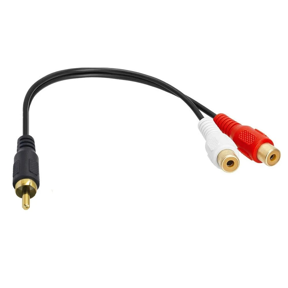 JUNSUNMAY 0.25m RCA Male to Dual RCA Female Y Splitter Cable Stereo Audio Extension Cord - 3