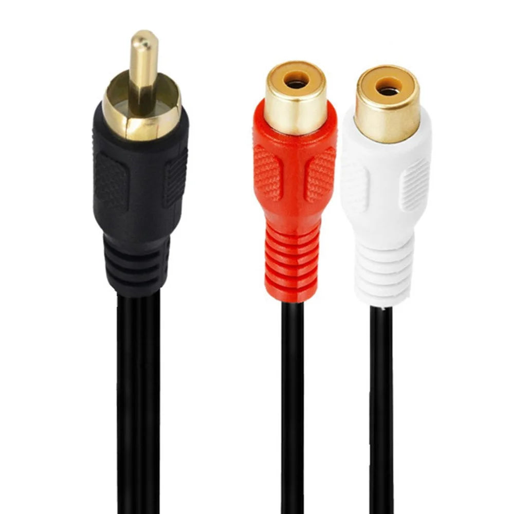 JUNSUNMAY 0.25m RCA Male to Dual RCA Female Y Splitter Cable Stereo Audio Extension Cord - 4
