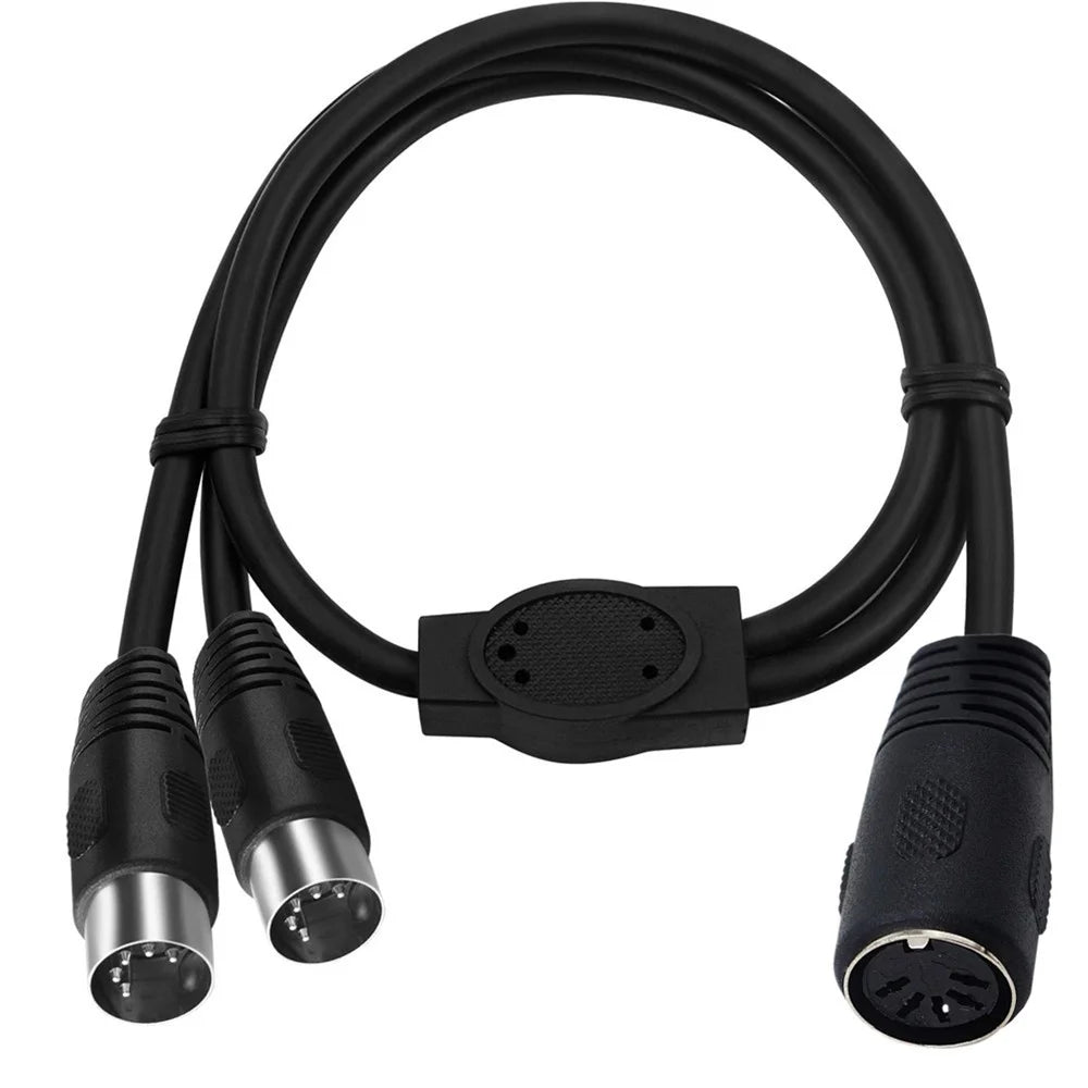 JUNSUNMAY 0.5m MIDI DIN 5 Pin 1 to 2 Male to Female Y Splitter Adapter Extension Audio Cable - 2