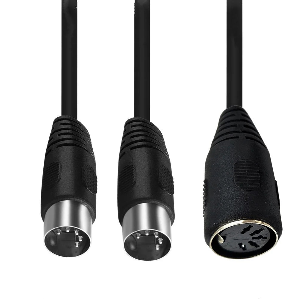 JUNSUNMAY 0.5m MIDI DIN 5 Pin 1 to 2 Male to Female Y Splitter Adapter Extension Audio Cable - 3