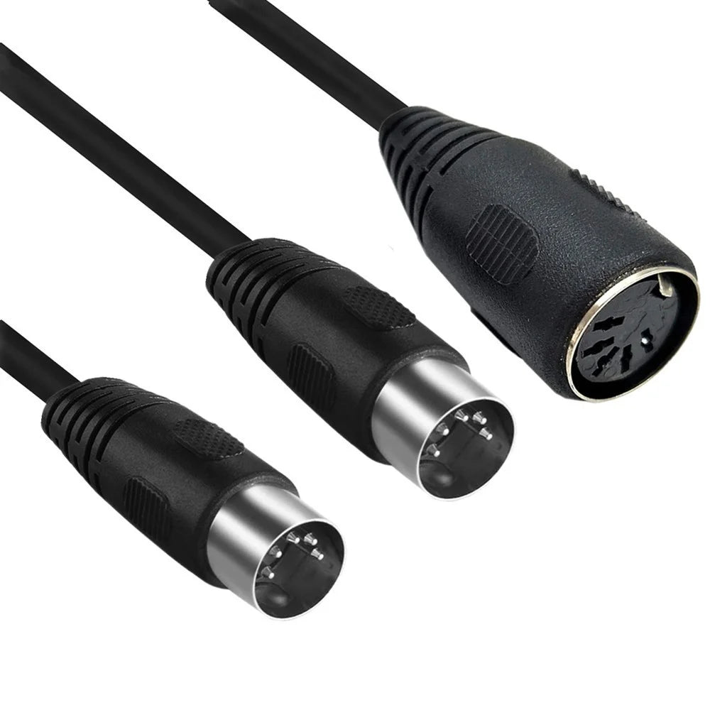 JUNSUNMAY 0.5m MIDI DIN 5 Pin 1 to 2 Male to Female Y Splitter Adapter Extension Audio Cable - 4