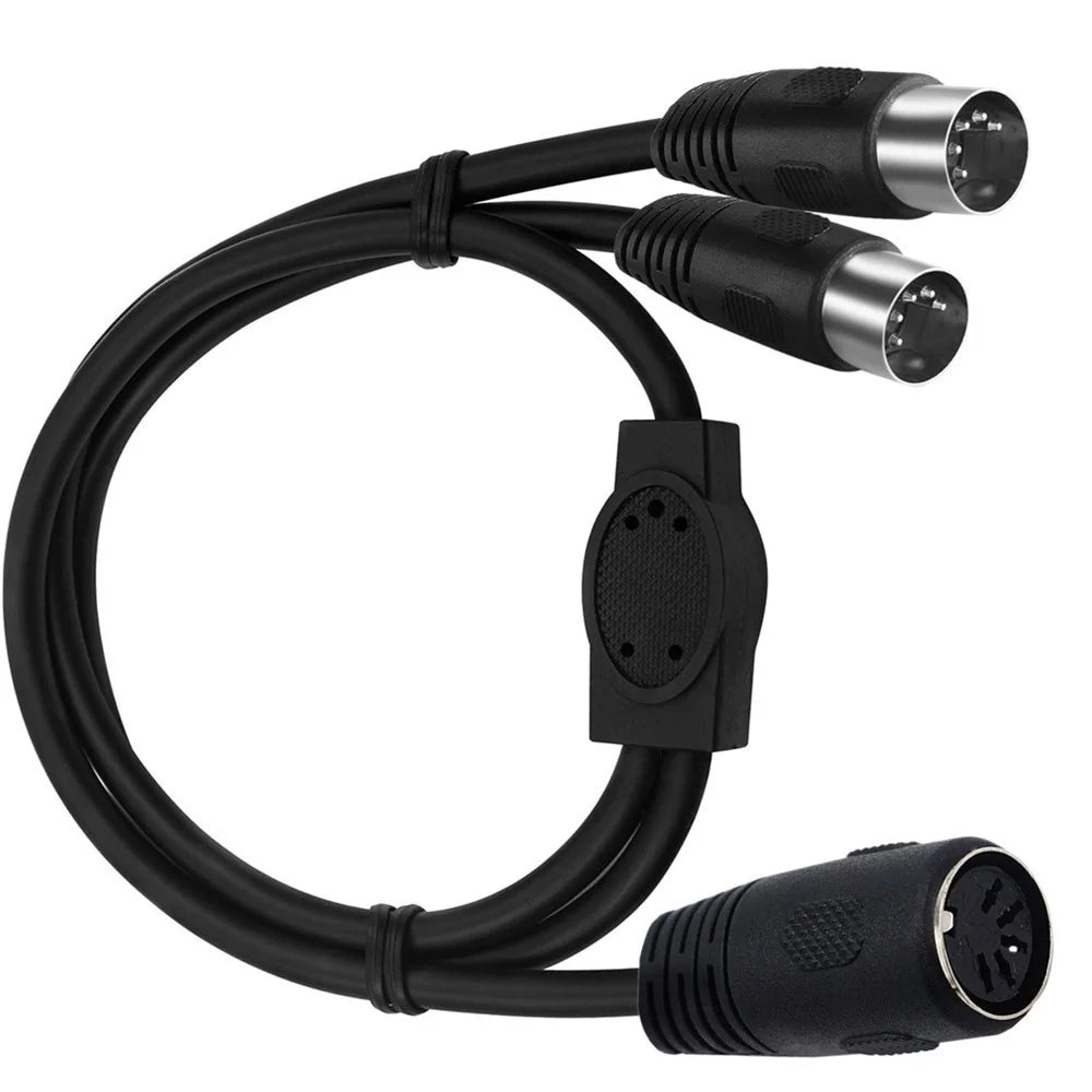 JUNSUNMAY 0.5m MIDI DIN 5 Pin 1 to 2 Male to Female Y Splitter Adapter Extension Audio Cable - 5