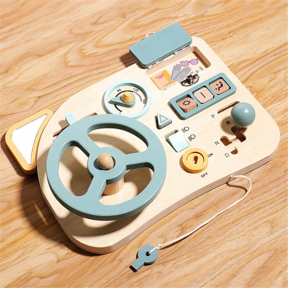Wooden Board Sensory Toys for Toddlers Toy Steering Wheel Educational Toy for Kids - 2