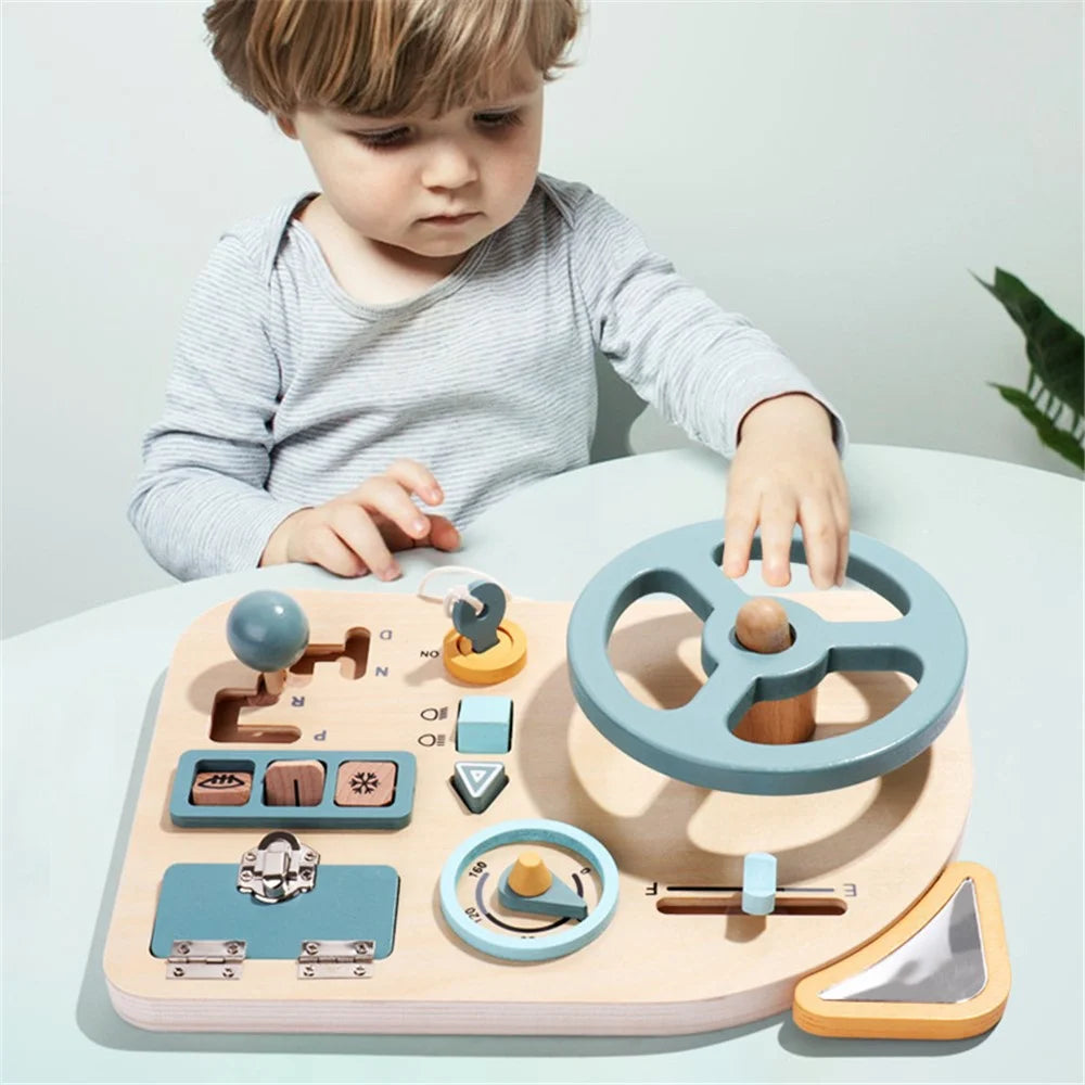 Wooden Board Sensory Toys for Toddlers Toy Steering Wheel Educational Toy for Kids - 3