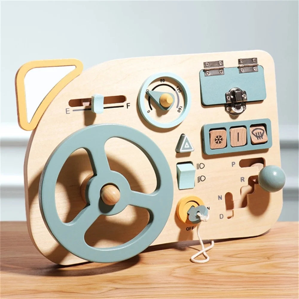 Wooden Board Sensory Toys for Toddlers Toy Steering Wheel Educational Toy for Kids - 4