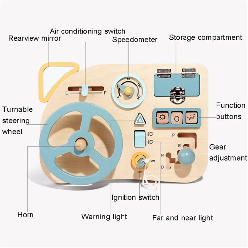Wooden Board Sensory Toys for Toddlers Toy Steering Wheel Educational Toy for Kids - 6