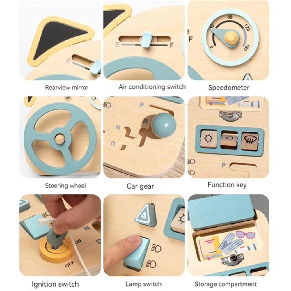 Wooden Board Sensory Toys for Toddlers Toy Steering Wheel Educational Toy for Kids - 7