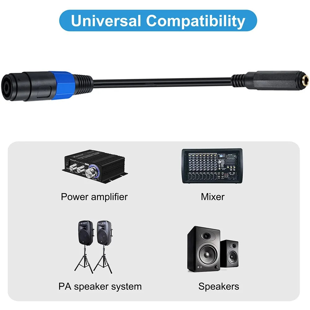JUNSUNMAY 50cm Speakon Female to 6.35mm Female Cable Amplifier Audio Speaker Extension Cable - 4