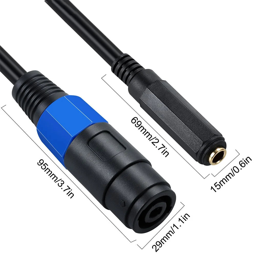 JUNSUNMAY 50cm Speakon Female to 6.35mm Female Cable Amplifier Audio Speaker Extension Cable - 5
