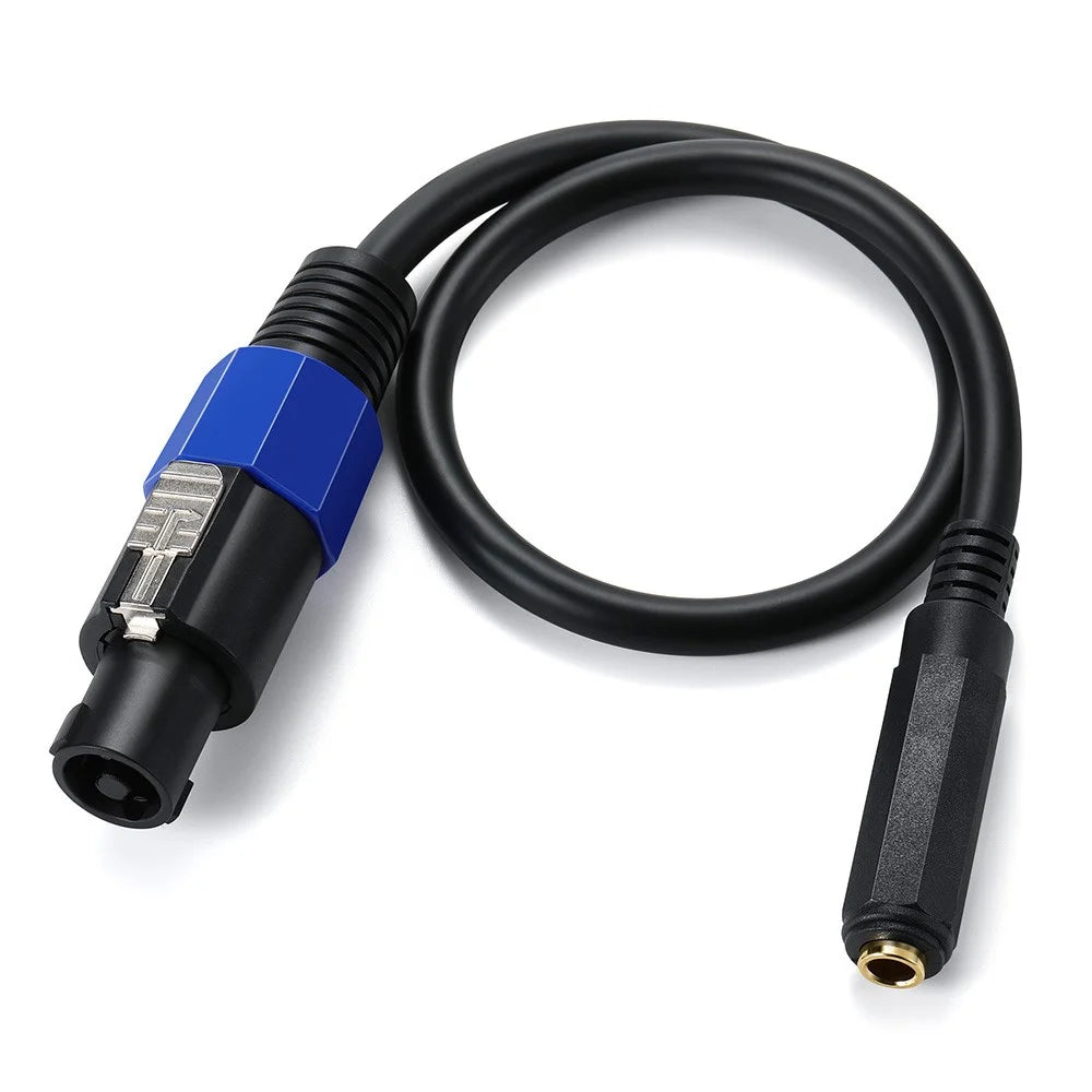 JUNSUNMAY 50cm Speakon Male to 6.35mm Female Cable Speaker Audio Cord with Twist Lock - 2