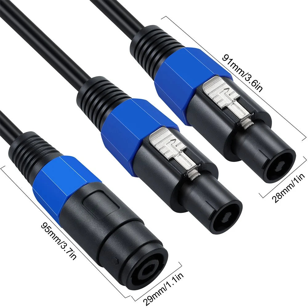 JUNSUNMAY 50cm Speakon Splitter Cable 1 Female to 2 Male Audio Speaker Amplifier Extension Cord - 5