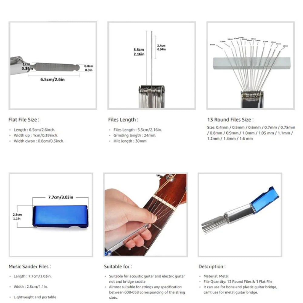 Metal Guitar Fingerboard Tool Guitar Nut Groove Grinding File Guitar Repair Tool for Maintenance - 2