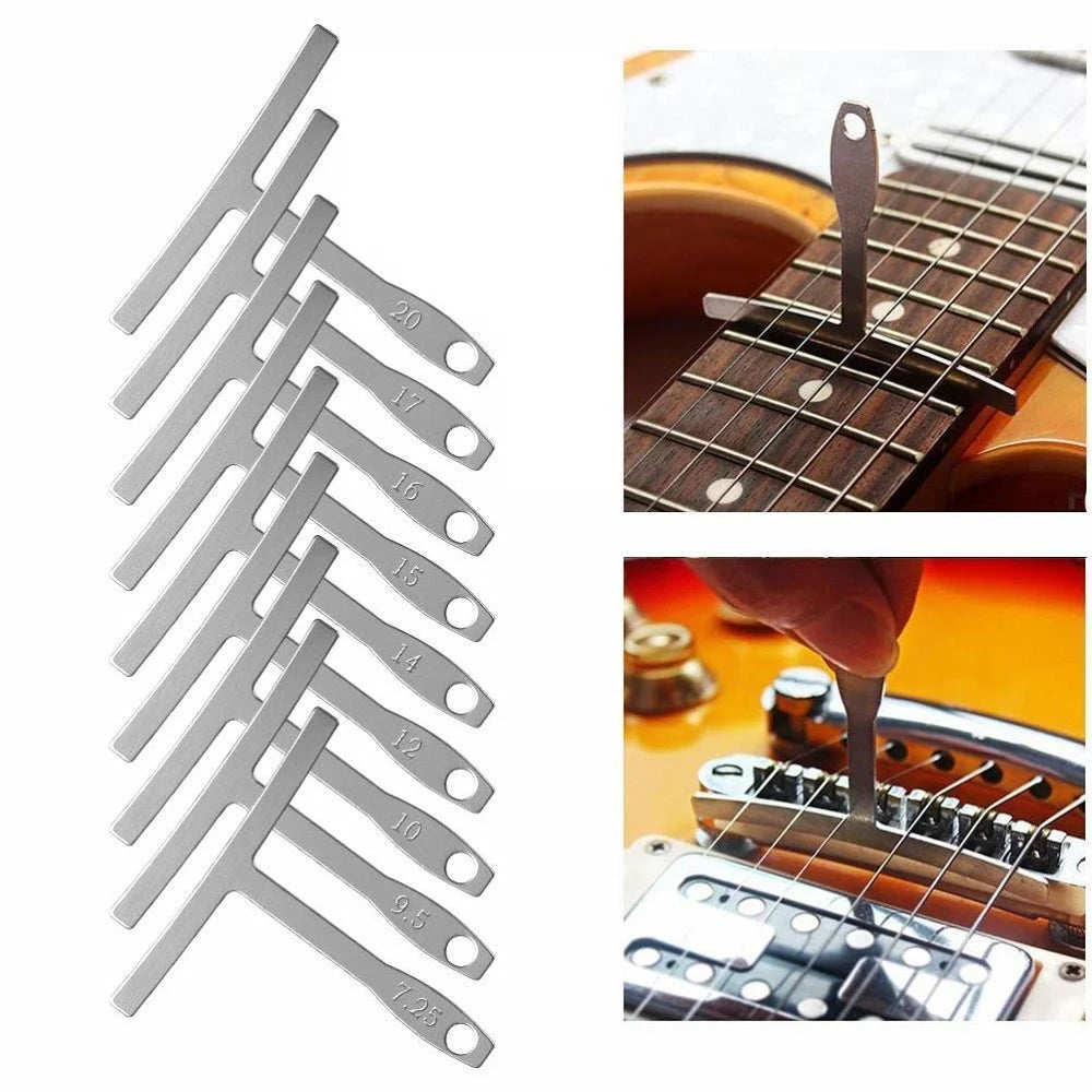 9Pcs Guitar T-shaped Ruler Guitar String Height Ruler Repair Set Stainless Steel T-shaped Gauge - 1